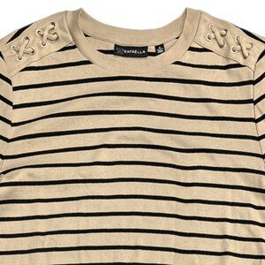 NWT Rafaella Women's M Long Sleeve Knit Top Grommet & Lacing Shoulder Accent